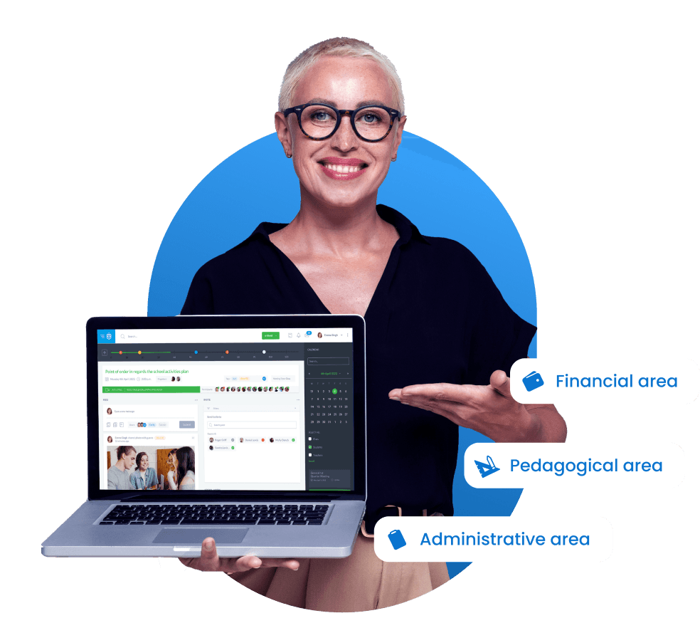 Notebook exibindo uma tela do sistema de gestão e-Schooling